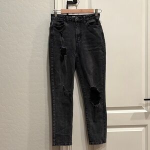 Edgy Black Distressed Ankle Jeans